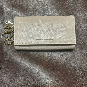 Jill Stuart Gray Leather Key & Card Holder